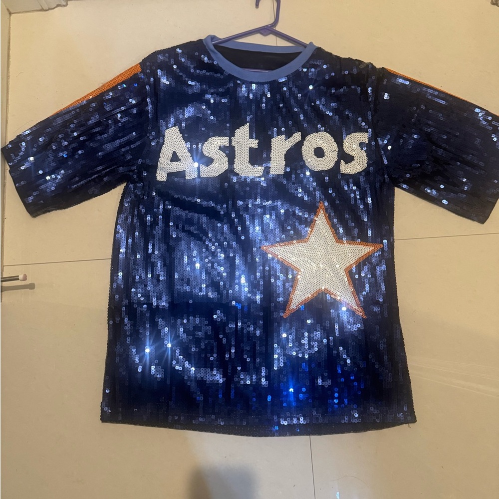 Houston Astros Sequin women’s jersey dress- Navy Blue